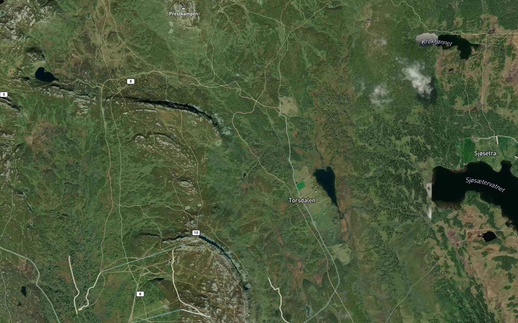 Satellite map of the Klokkertjernbekken