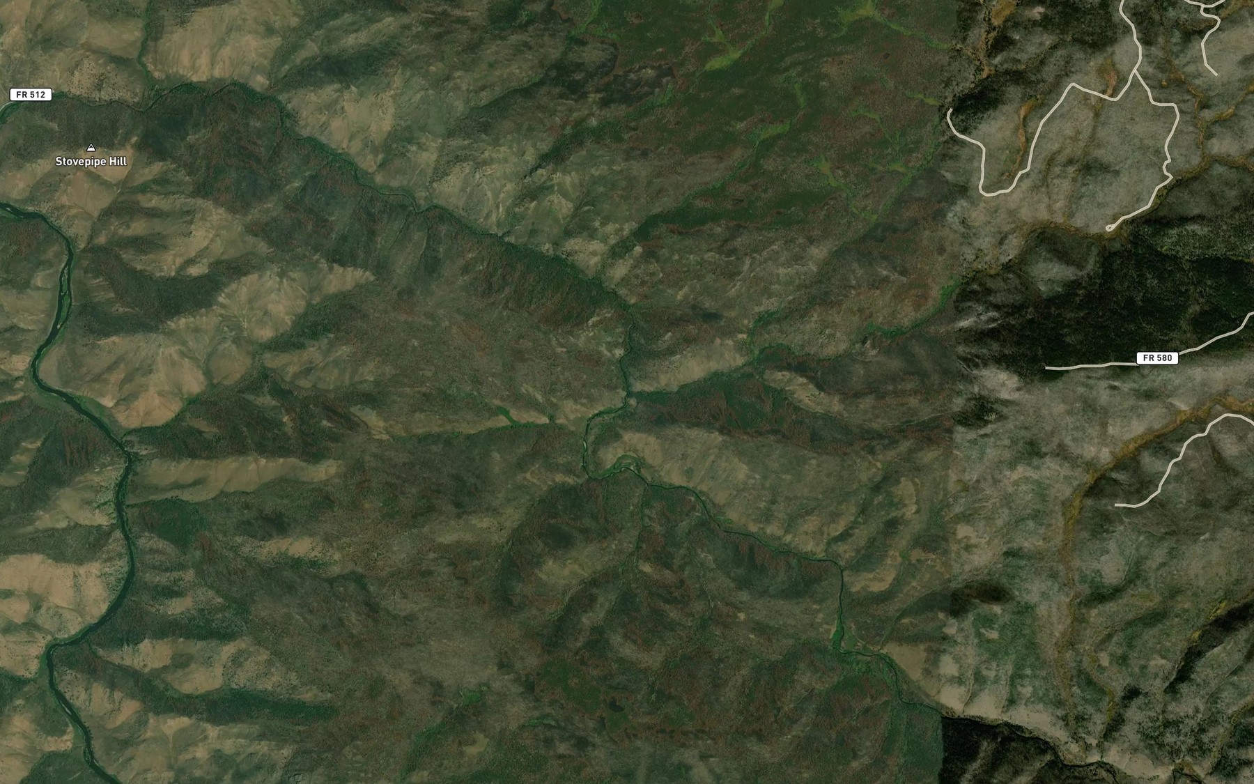 Satellite map of the Devils Gate Creek