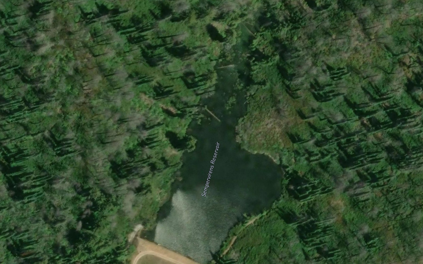 Satellite map of the Sempervirens Reservoir