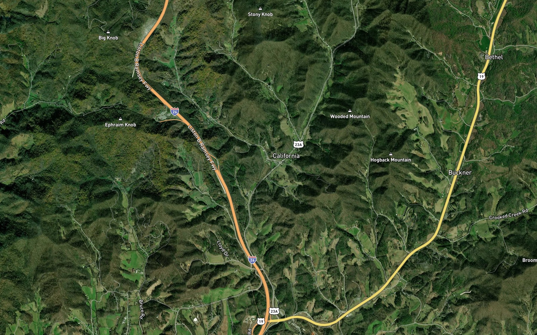 Satellite map of the Sprinkle Creek