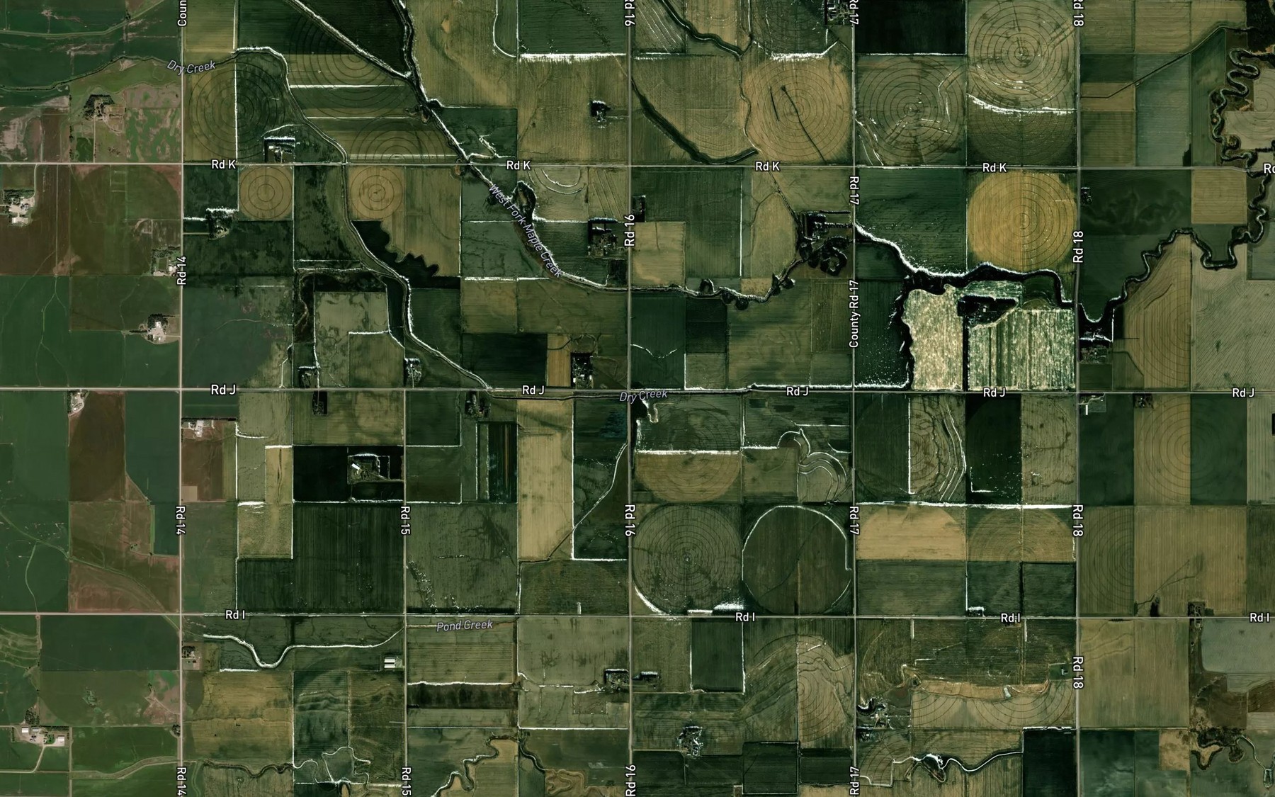 Satellite map of the Pond Creek
