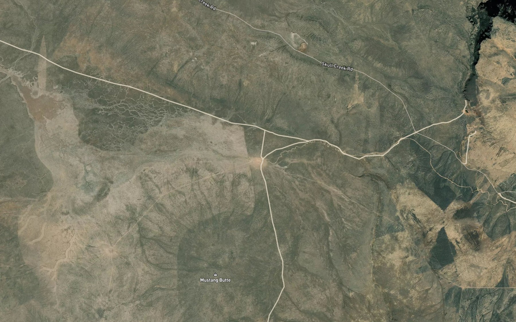 Satellite map of the Mustang Reservoir