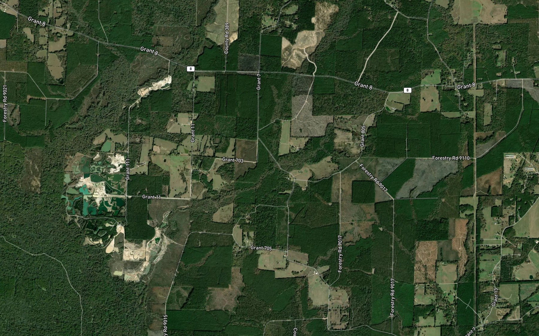 Satellite map of the East Branch Flat Creek