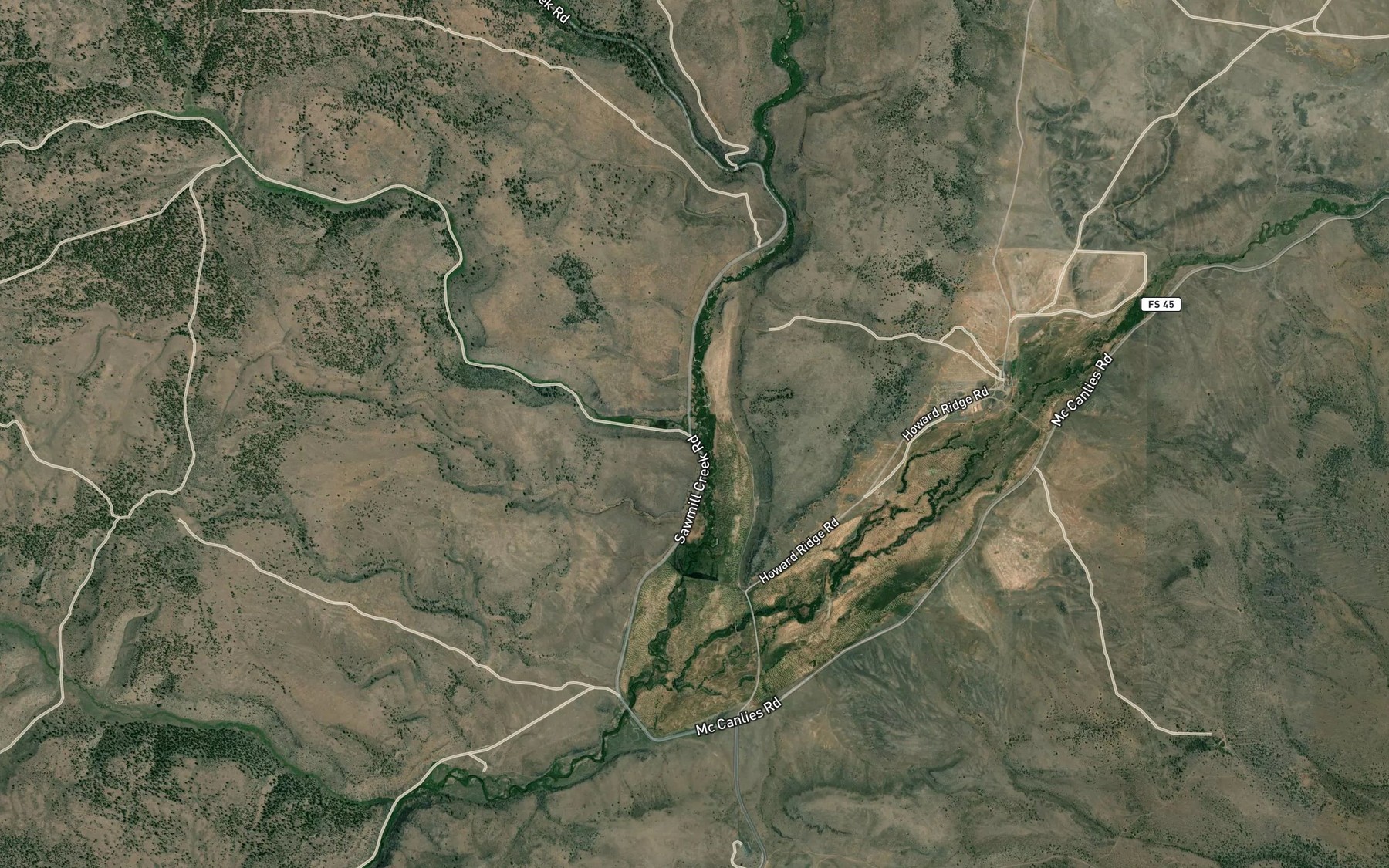 Satellite map of the Dairy Creek