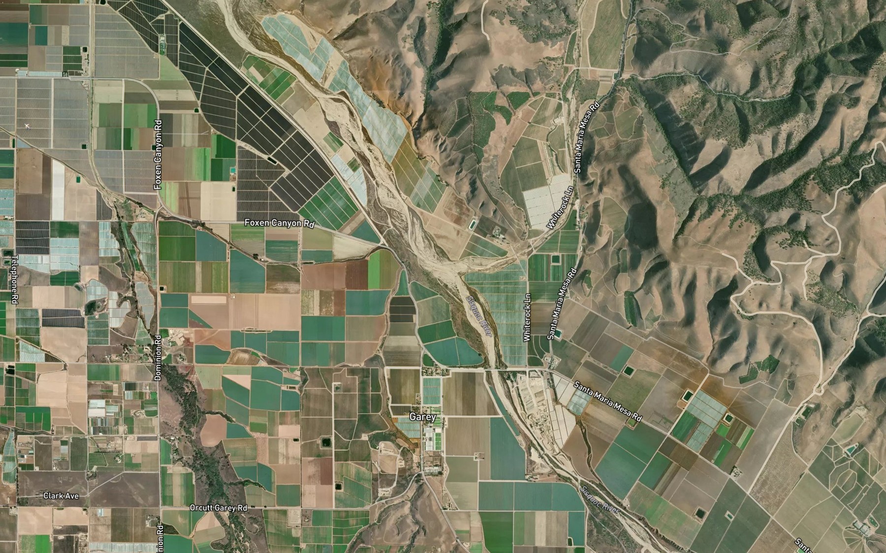 Satellite map of the Cuyama River