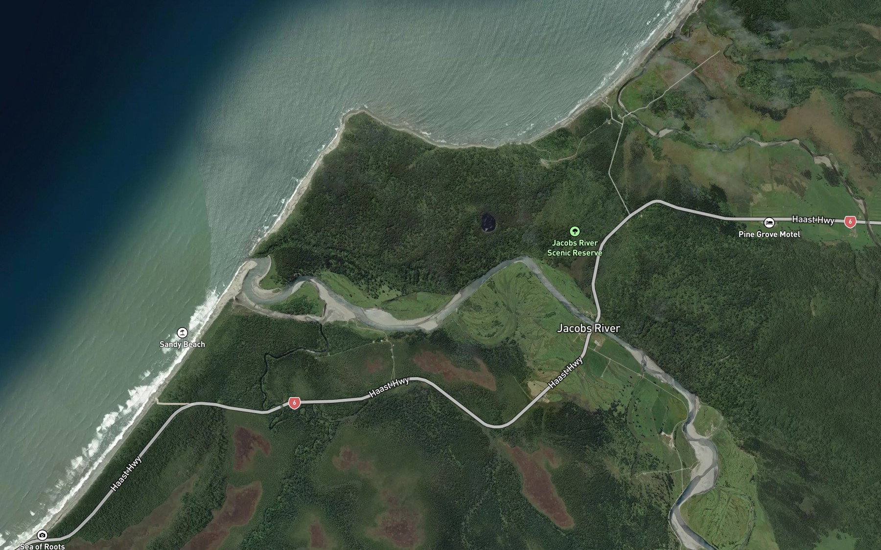 Satellite map of the Tui Creek