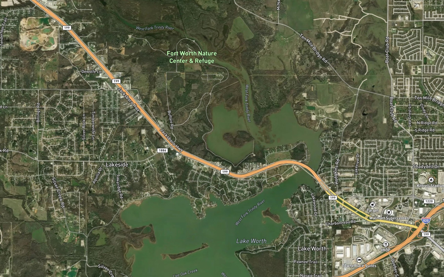 Satellite map of the Greer Island