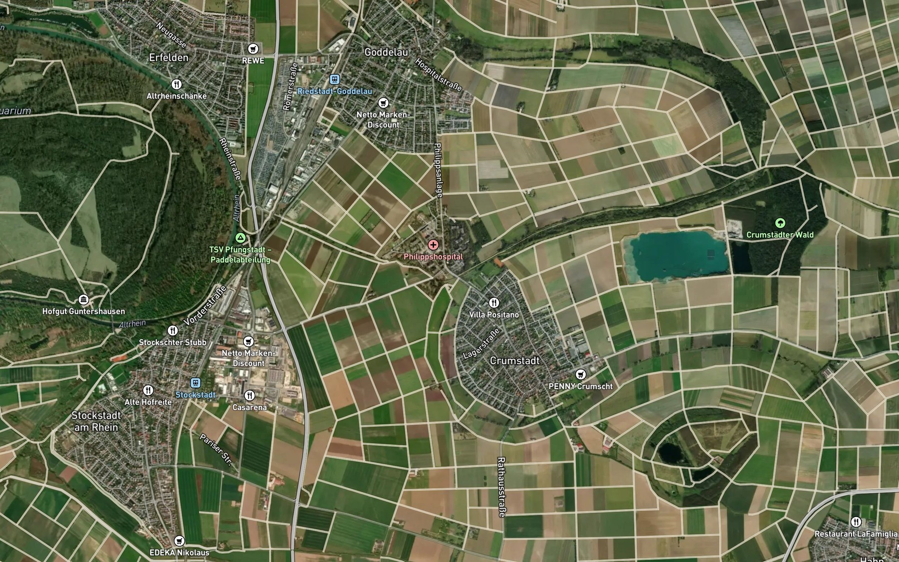 Satellite map of the Sandbach