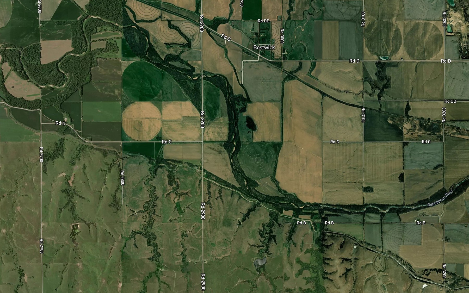 Satellite map of the Oak Creek
