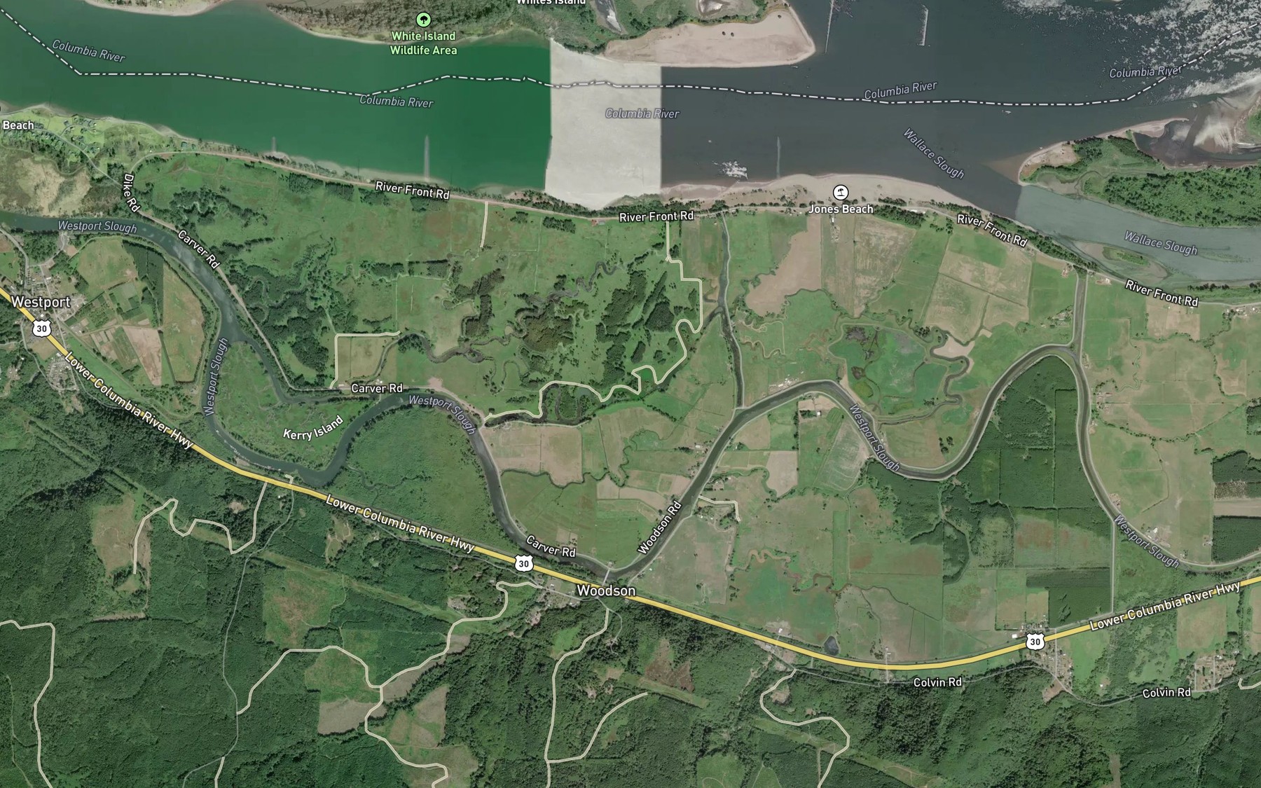 Satellite map of the Kelli Slough