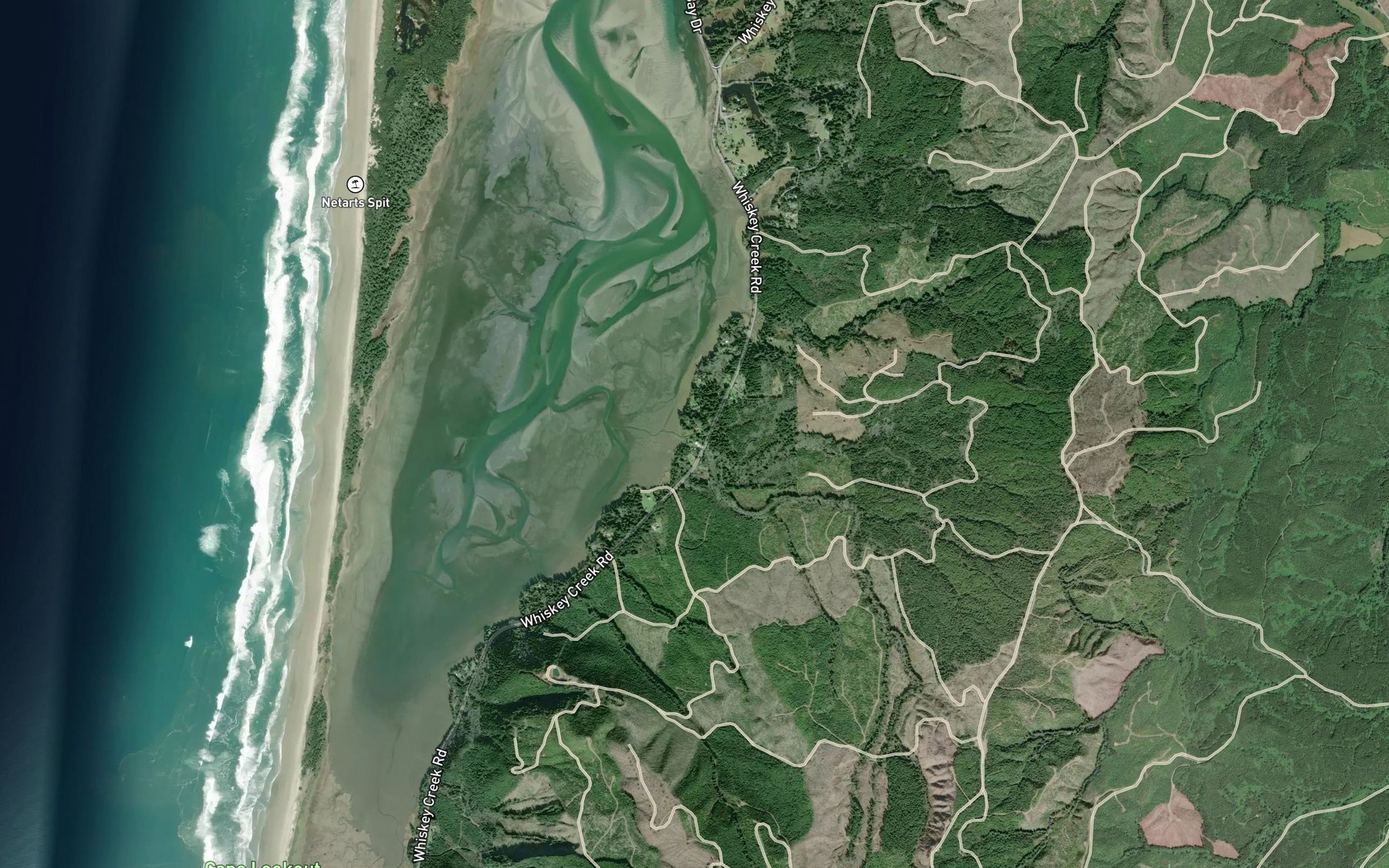 Satellite map of the Whiskey Creek