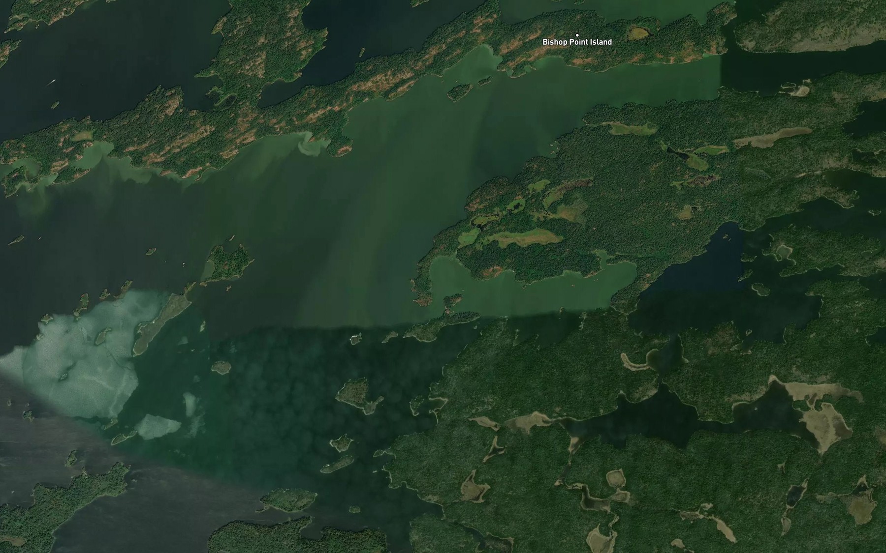 Satellite map of the Spruce Portage Bay