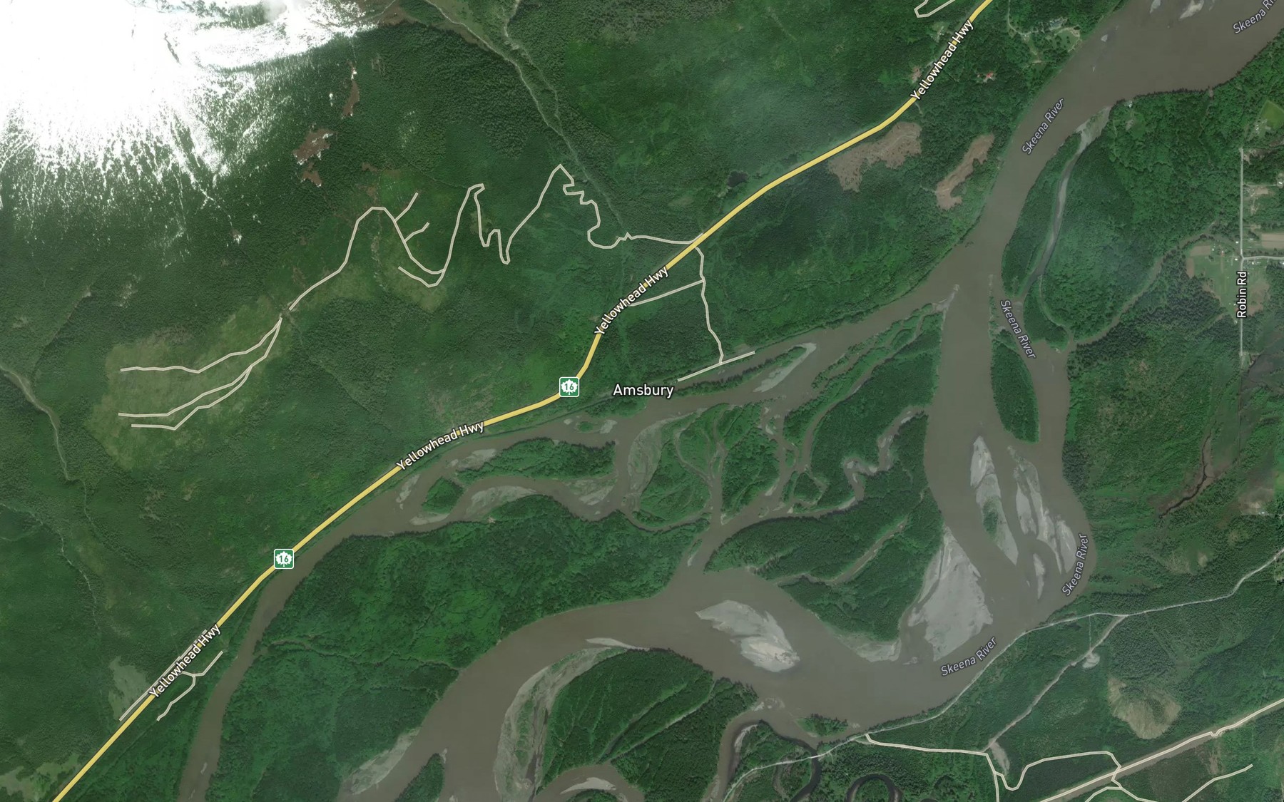 Satellite map of the Amsbury Creek