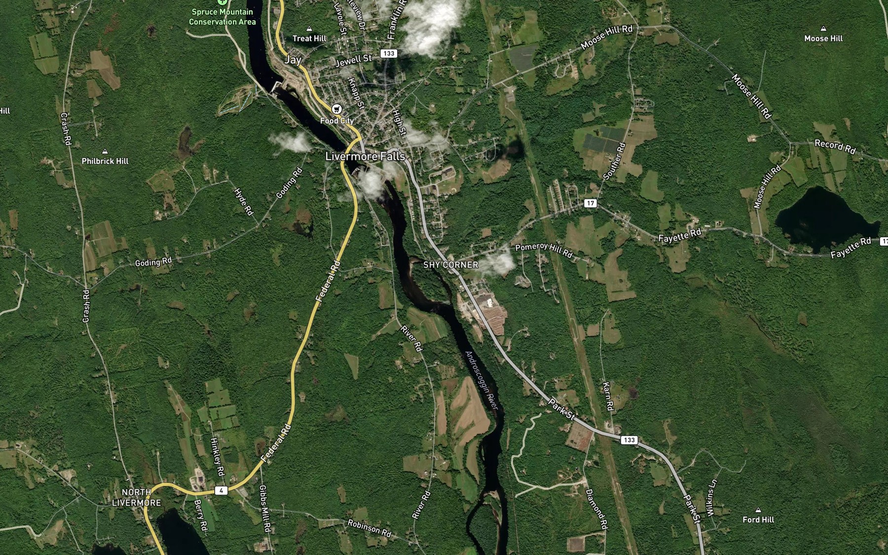 Satellite map of the Clay Brook