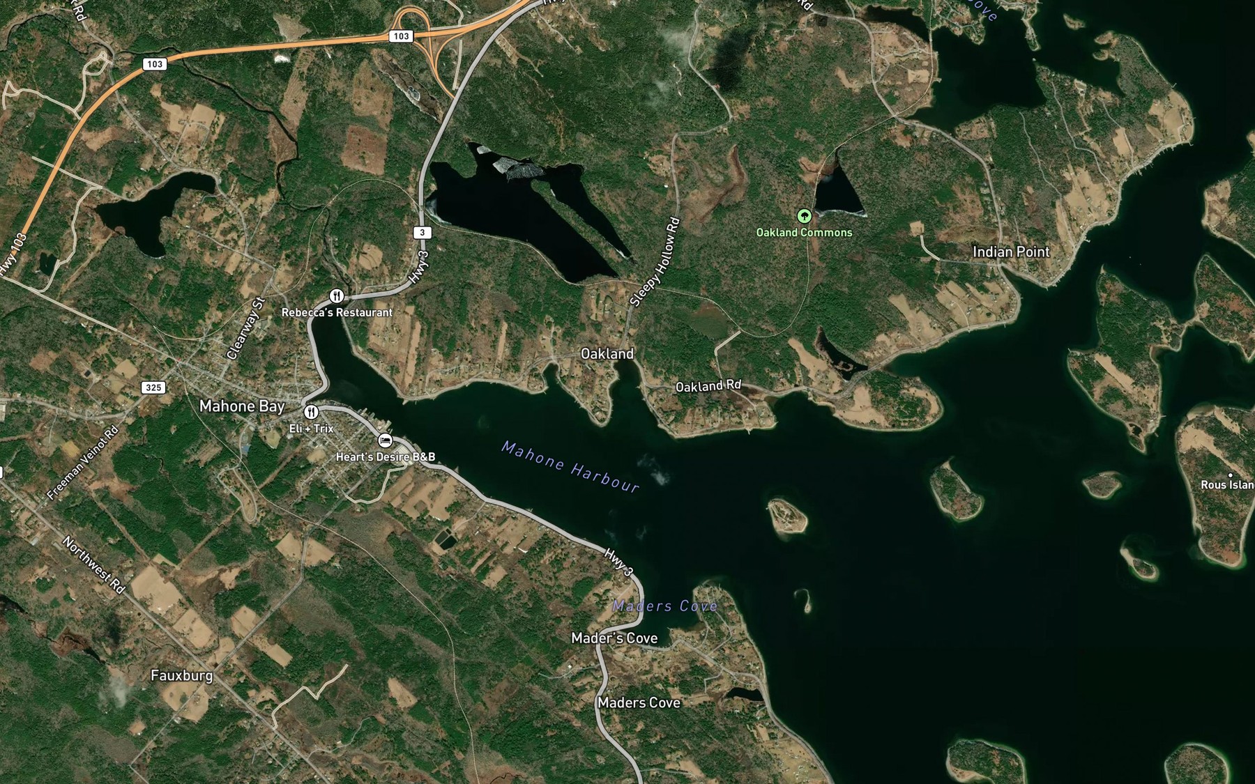 Satellite map of the Hirtle Cove