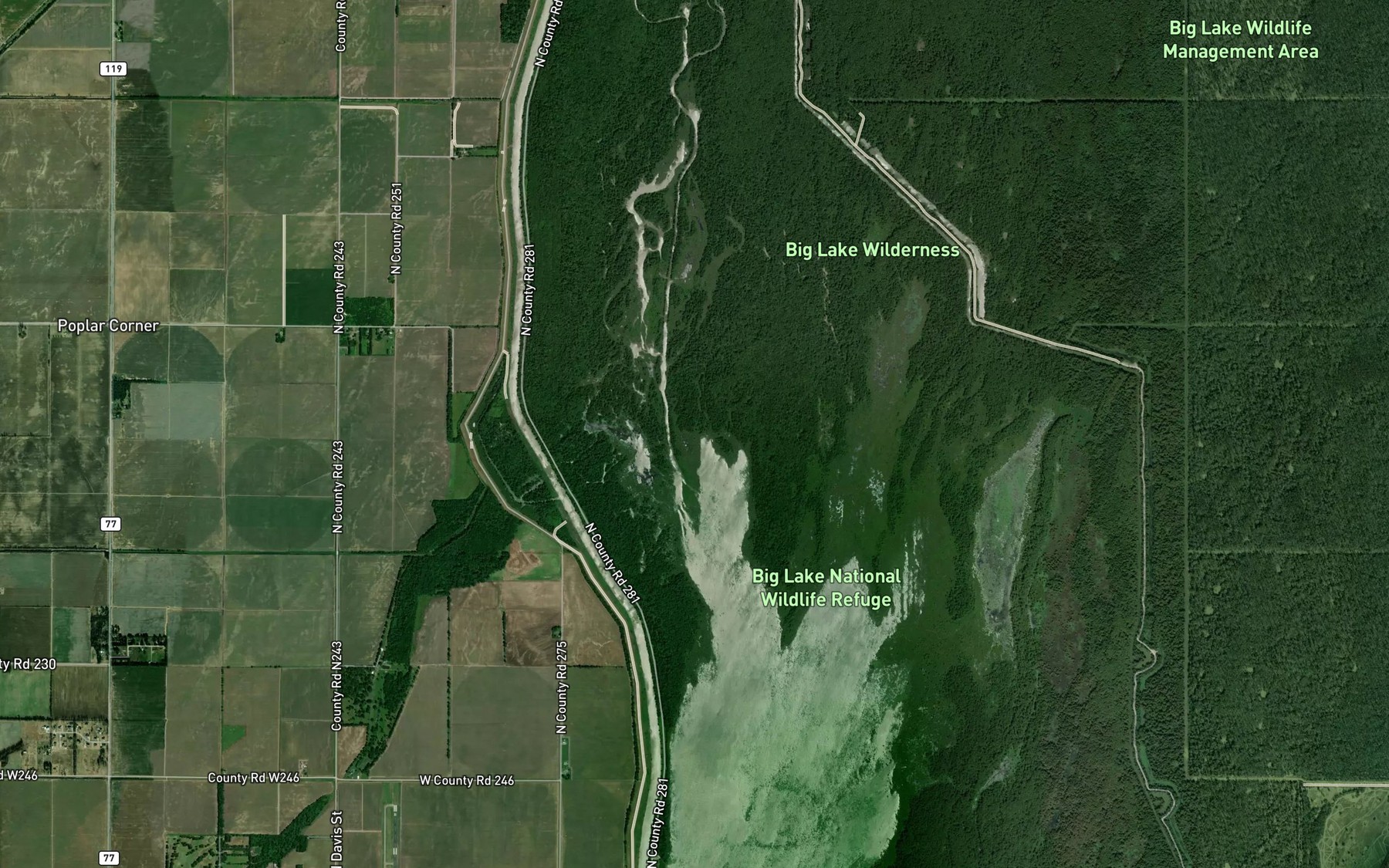 Satellite map of the Little River