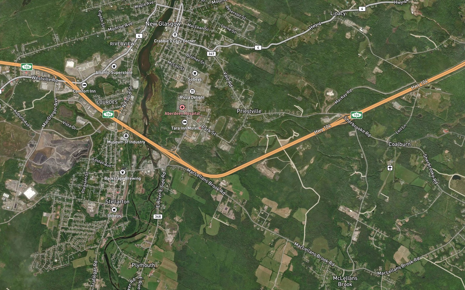 Satellite map of the Steep Brook