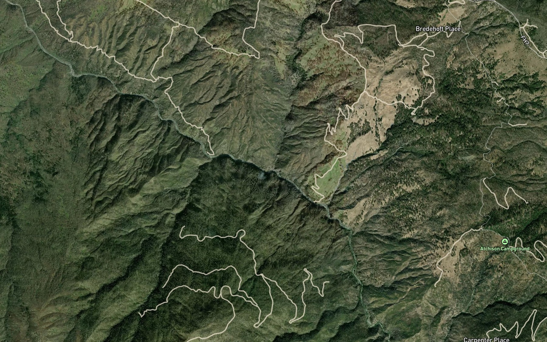 Satellite map of the White Hawk Creek