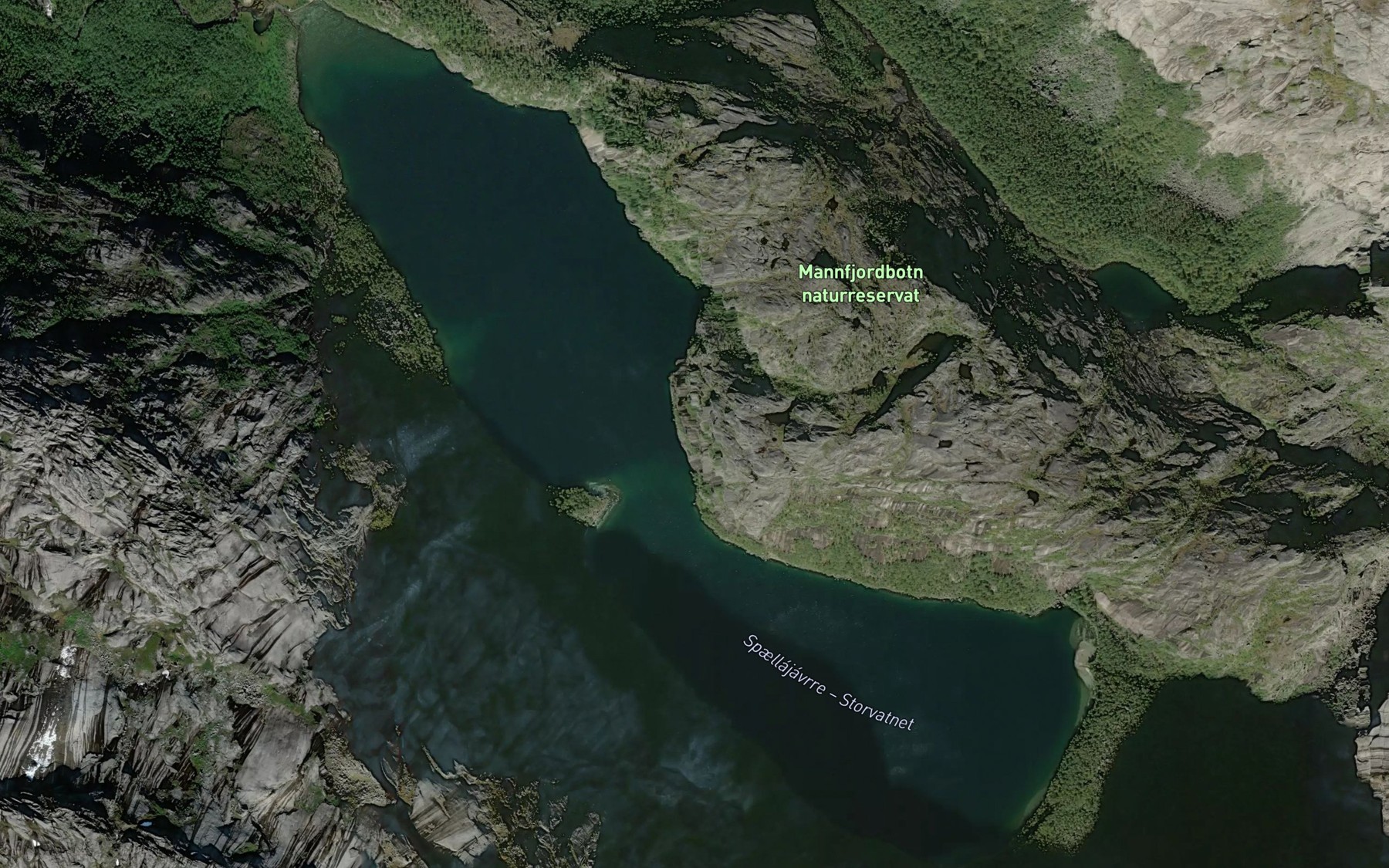Satellite map of the Spaellajavrre