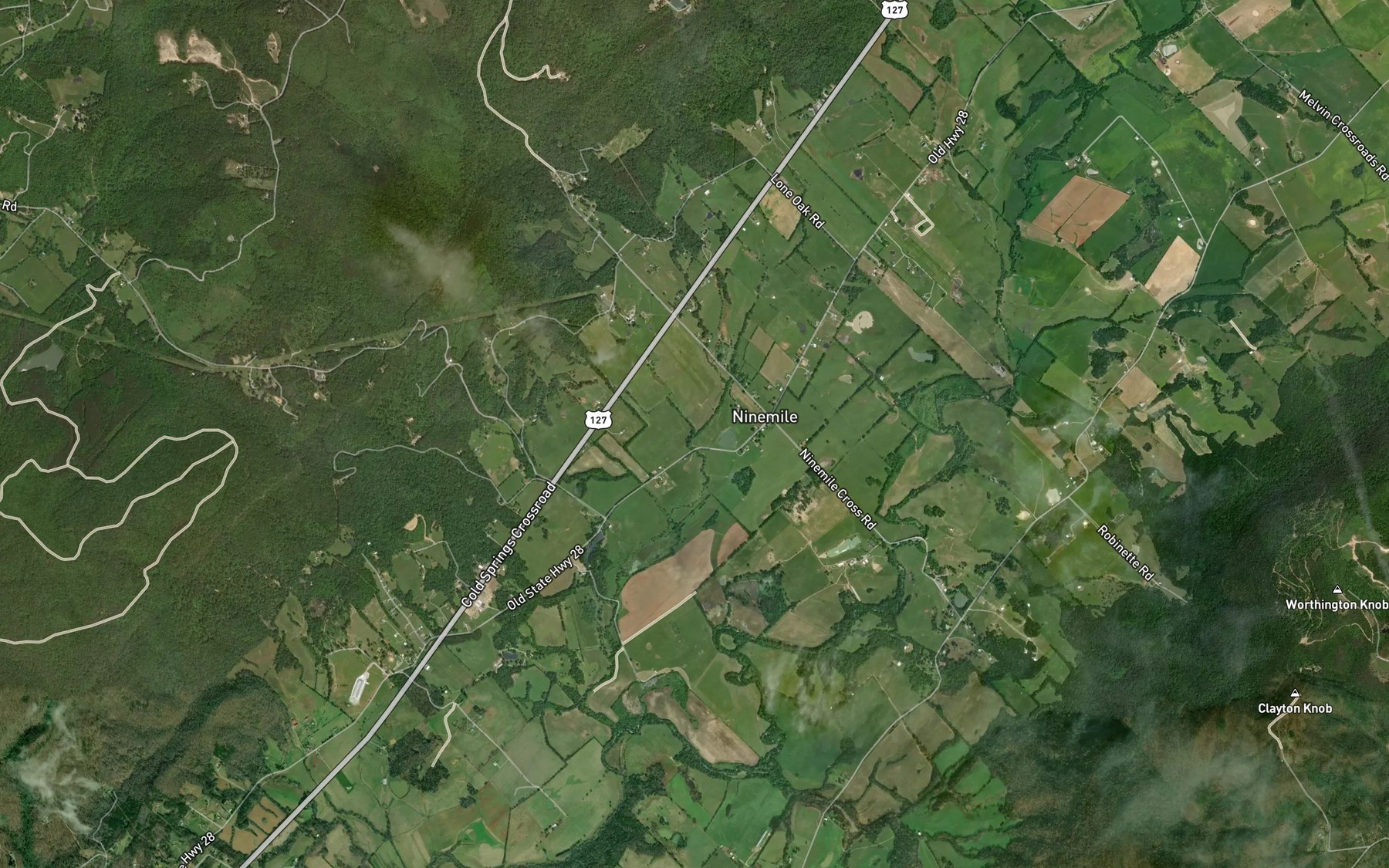 Satellite map of the Browns Creek