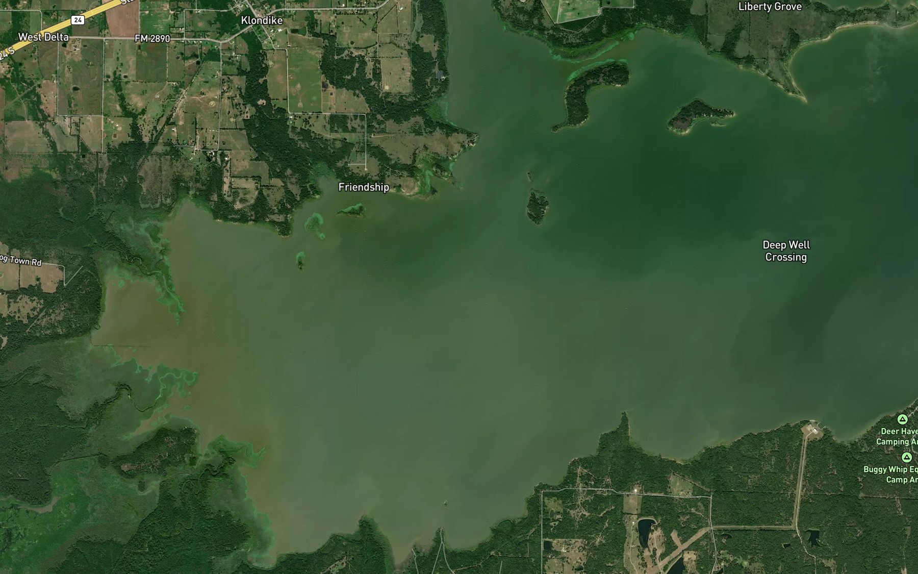 Satellite map of the Honey Creek