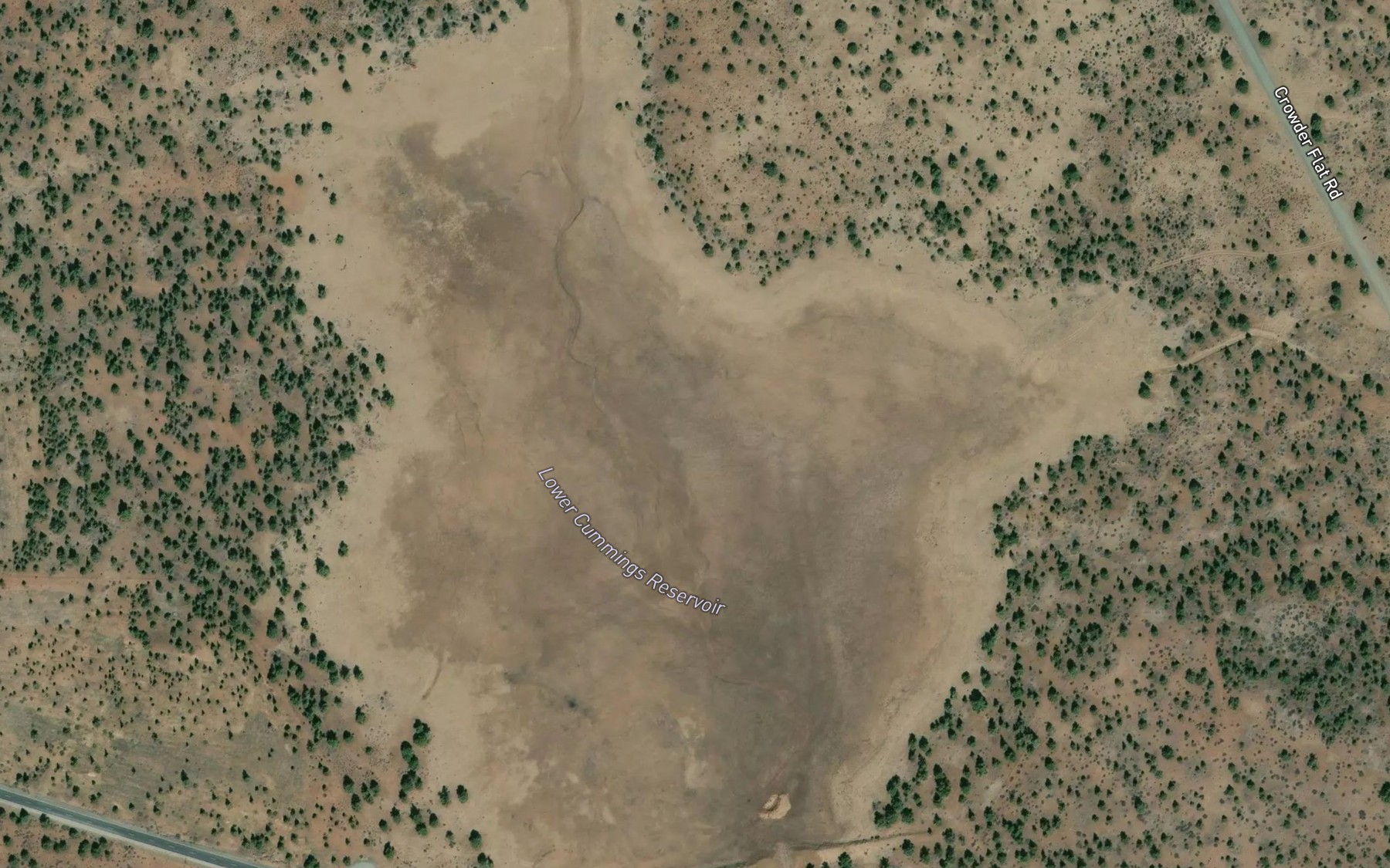 Satellite map of the Lower Cummings Reservoir