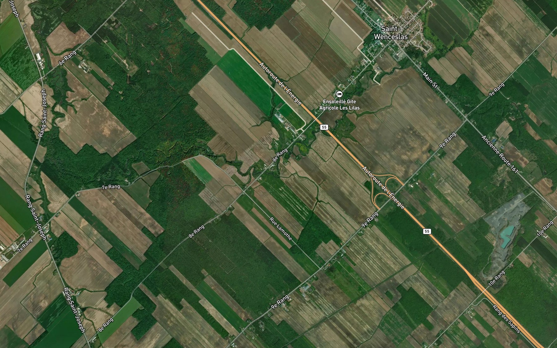 Satellite map of the Ruisseau Bruneau