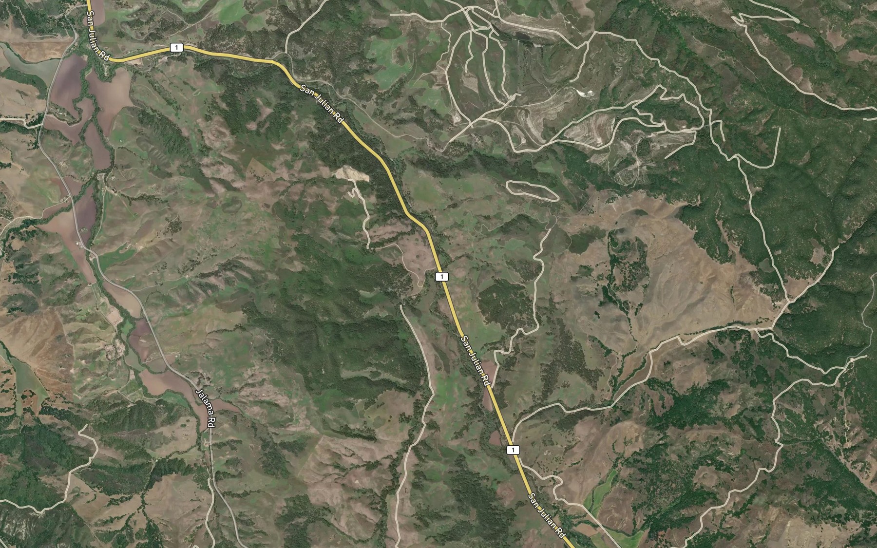 Satellite map of the Los Amoles Creek