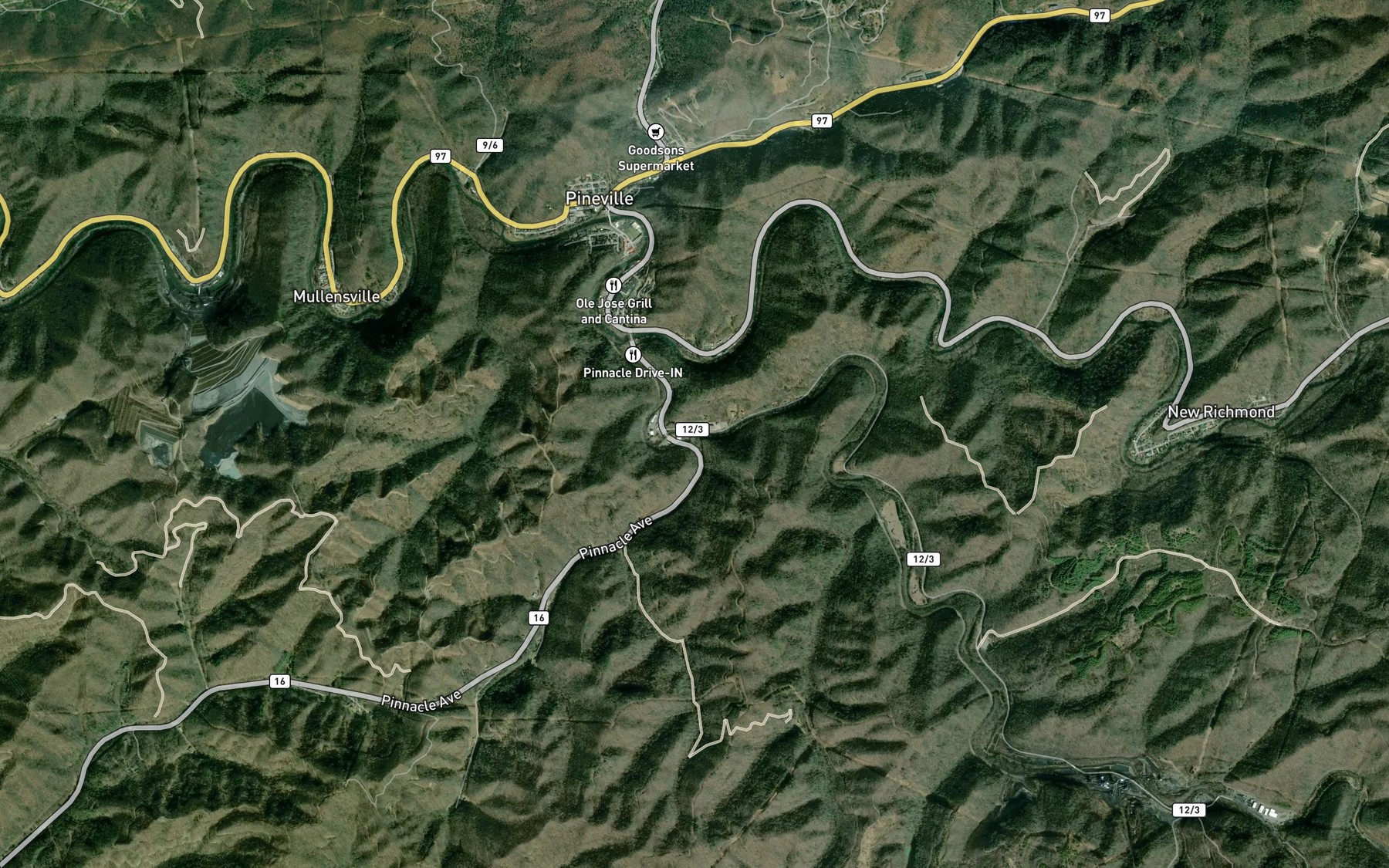 Satellite map of the Baldwin Branch