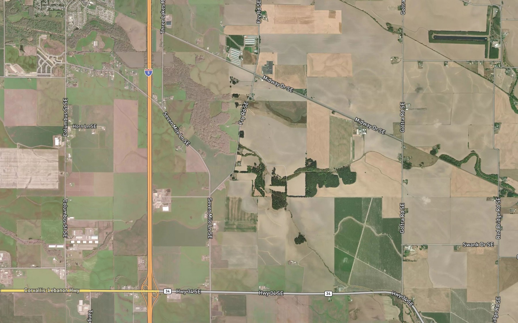 Satellite map of the Little Oak Creek