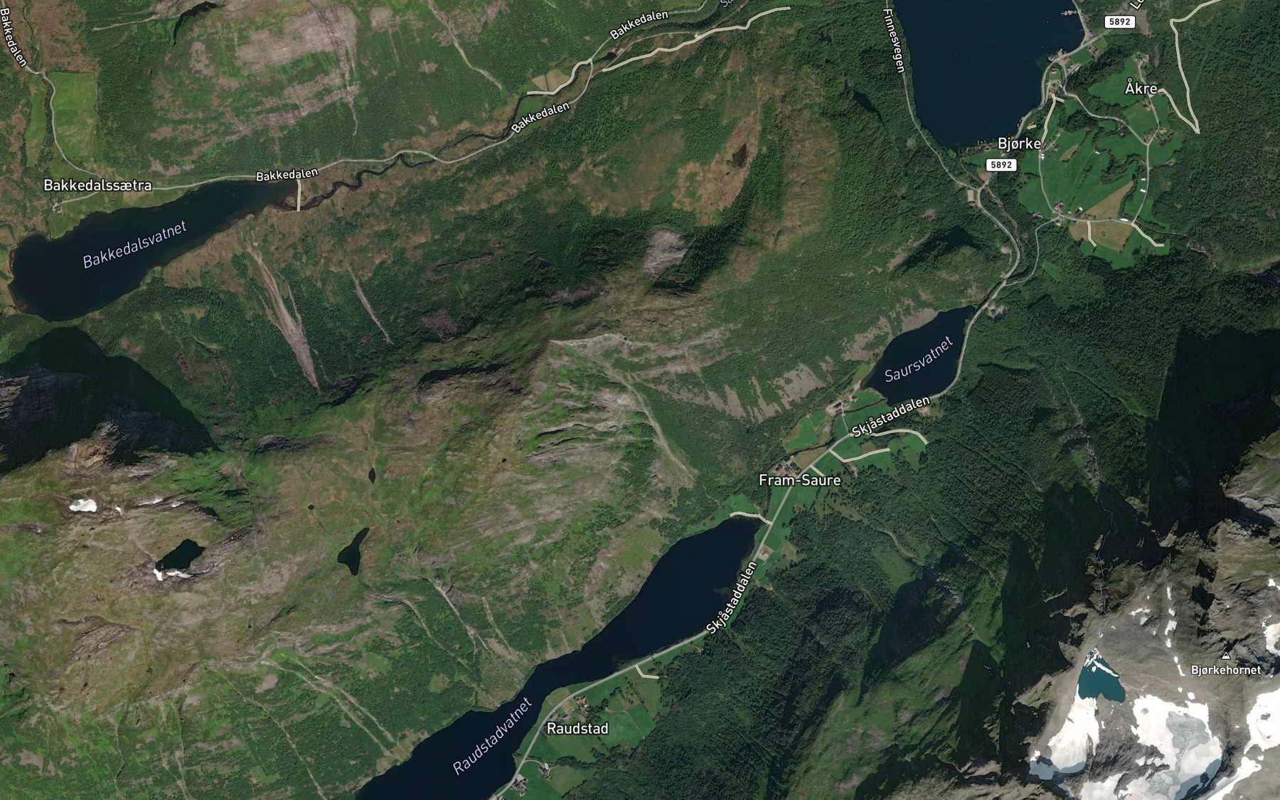 Satellite map of the Saurs-oddegjolet