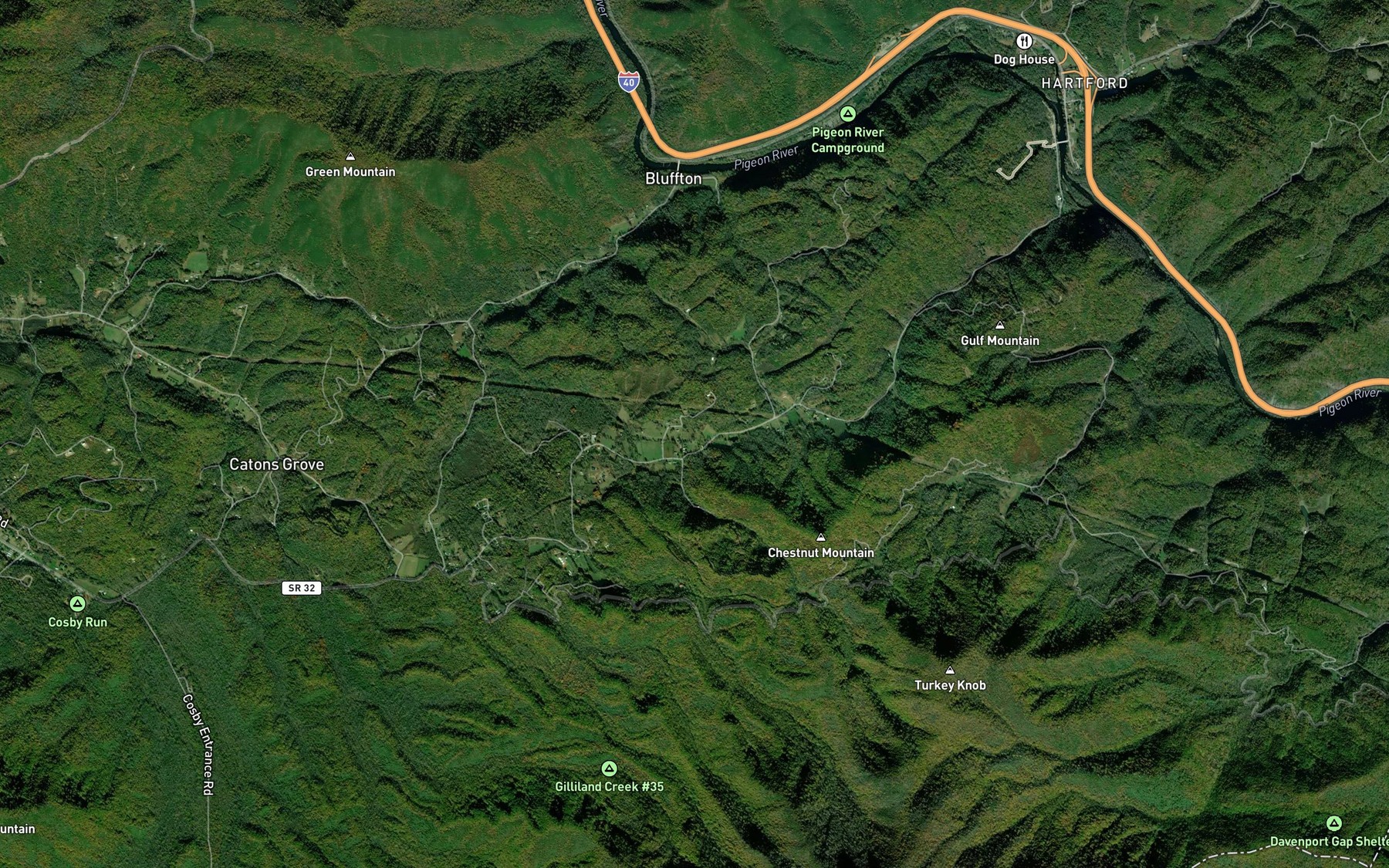 Satellite map of the McFalls Branch
