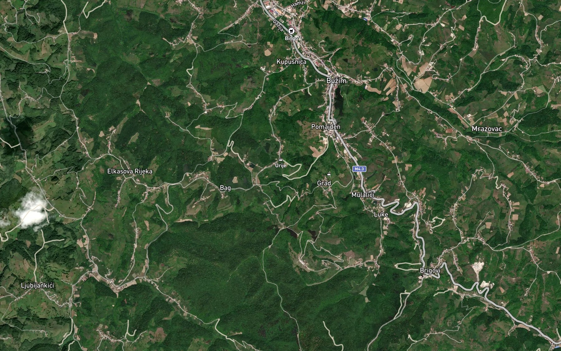 Satellite map of the Hasica Vrelo