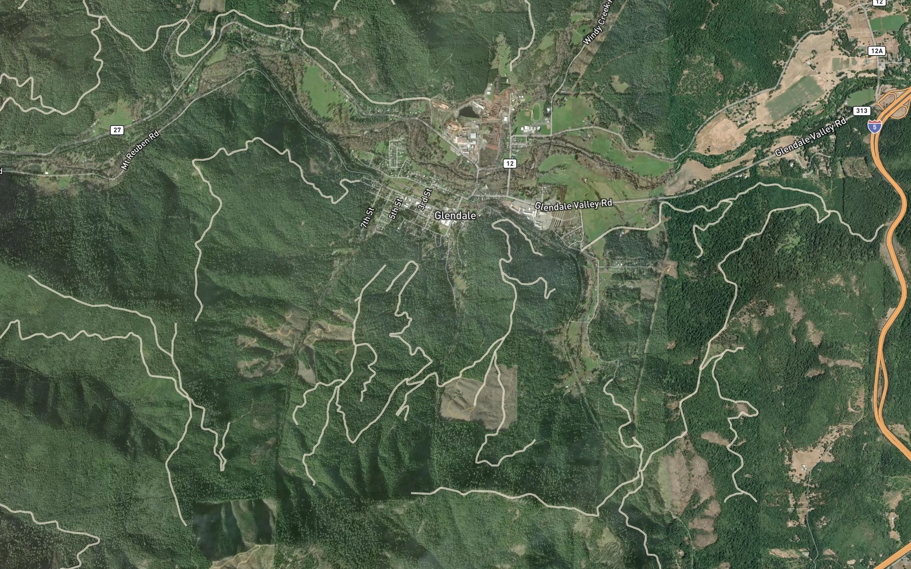 Satellite map of the Twin Harbor Log Pond