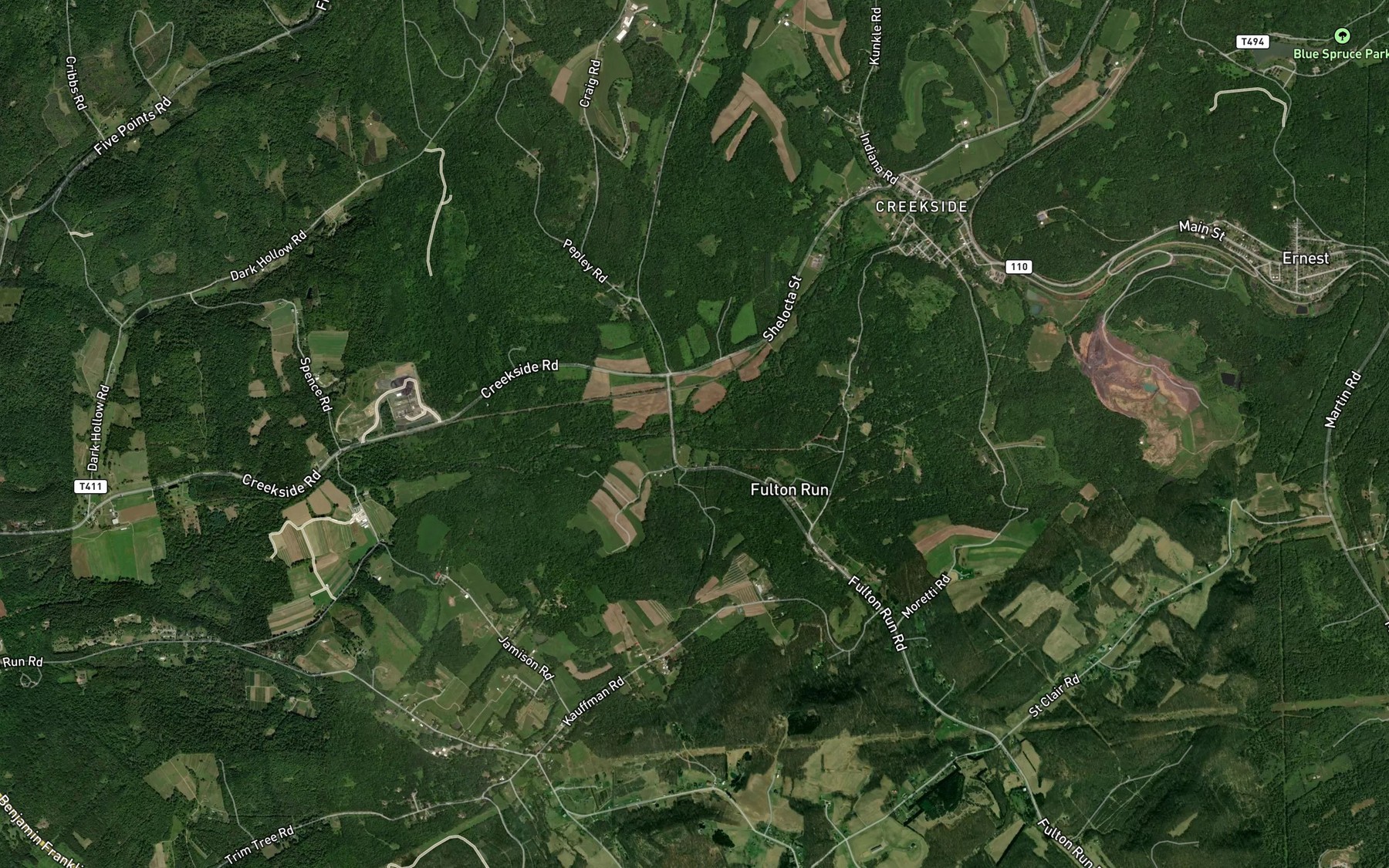 Satellite map of the Fulton Run