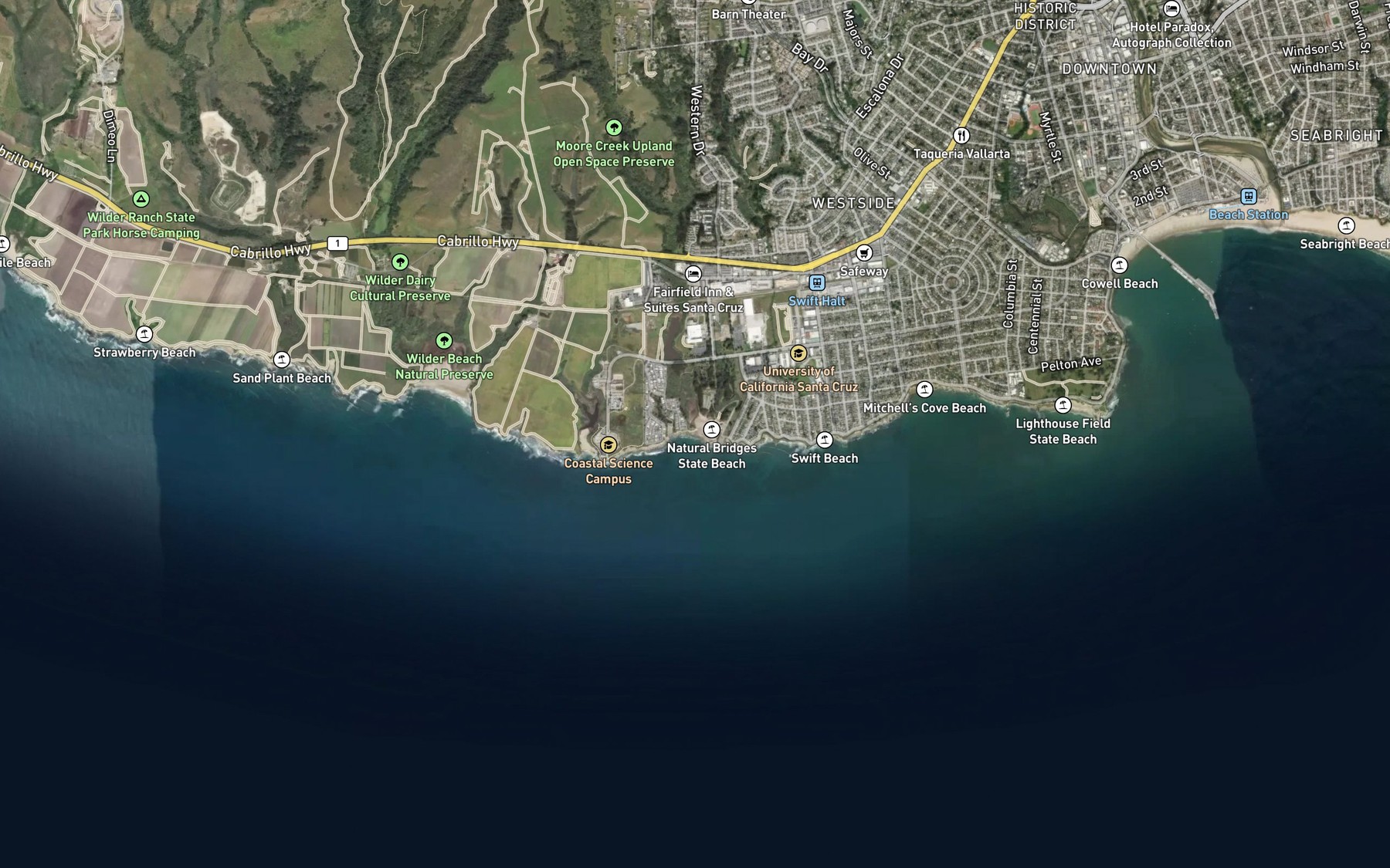 Satellite map of the Moore Creek