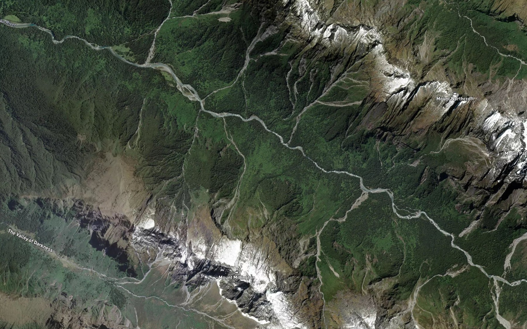Satellite map of the Millington Creek