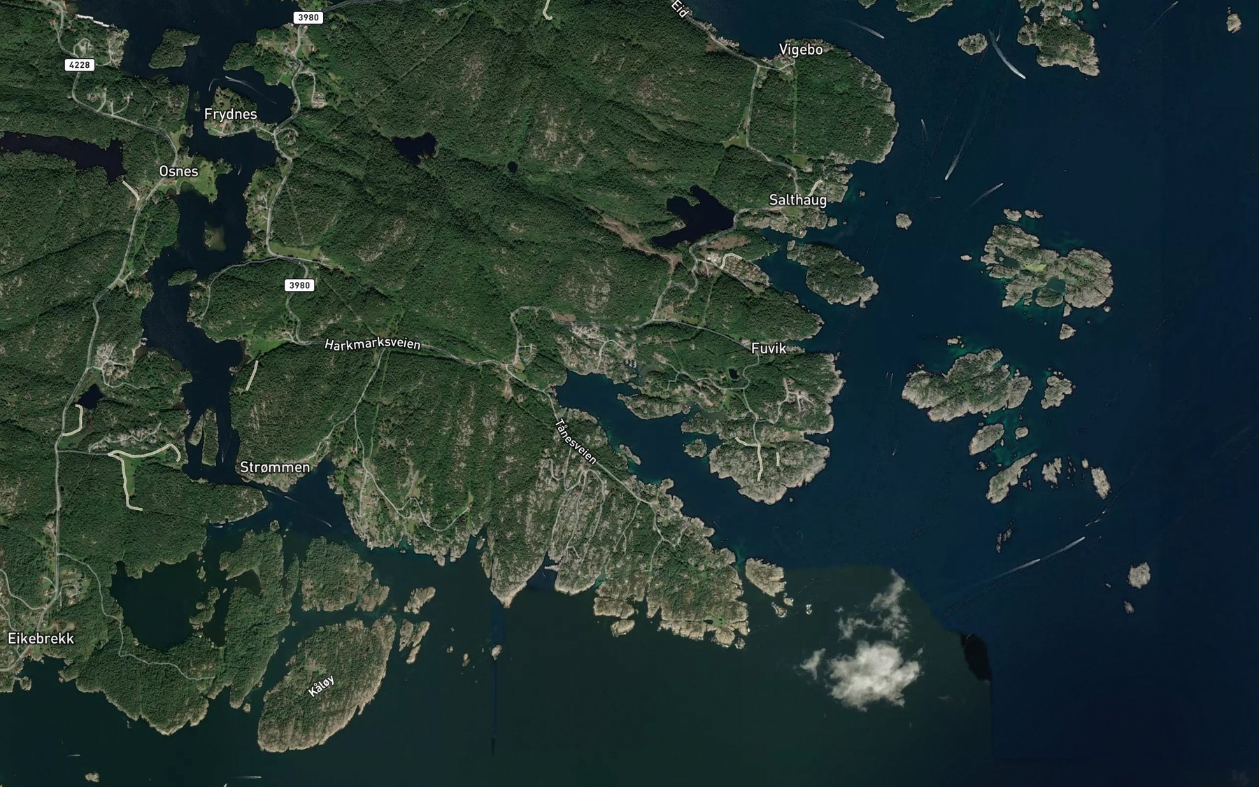 Satellite map of the Launeskilen