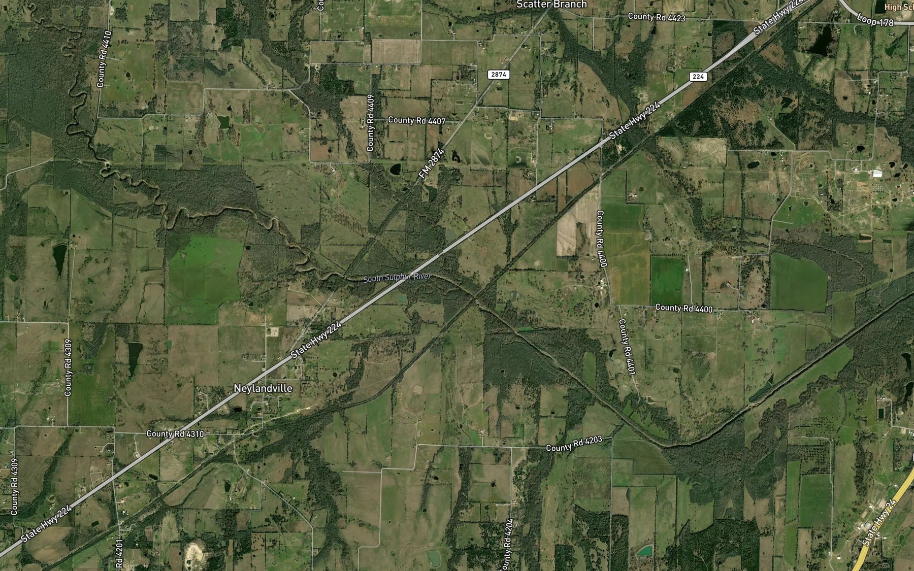 Satellite map of the Rays Creek