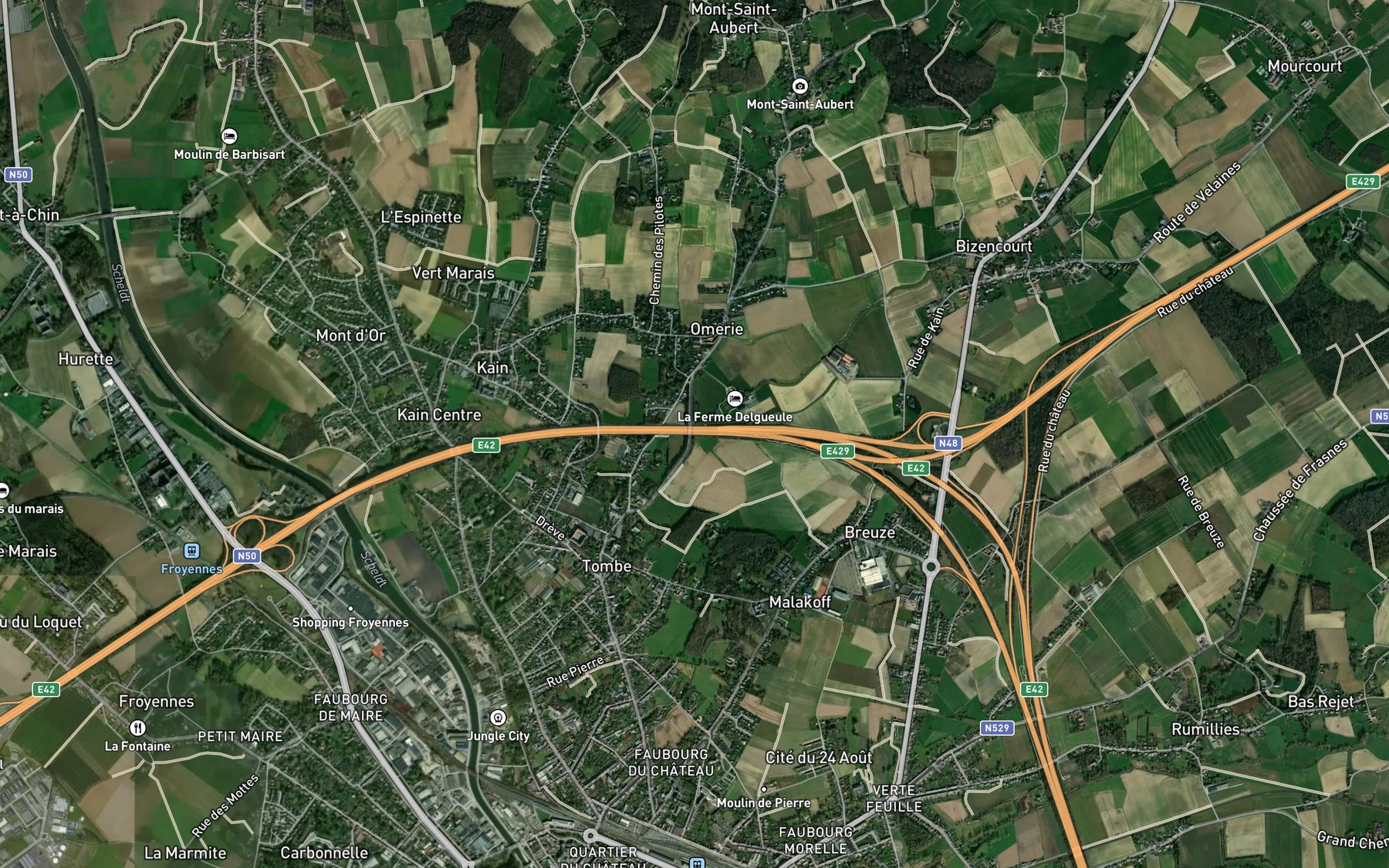 Satellite map of the Melles
