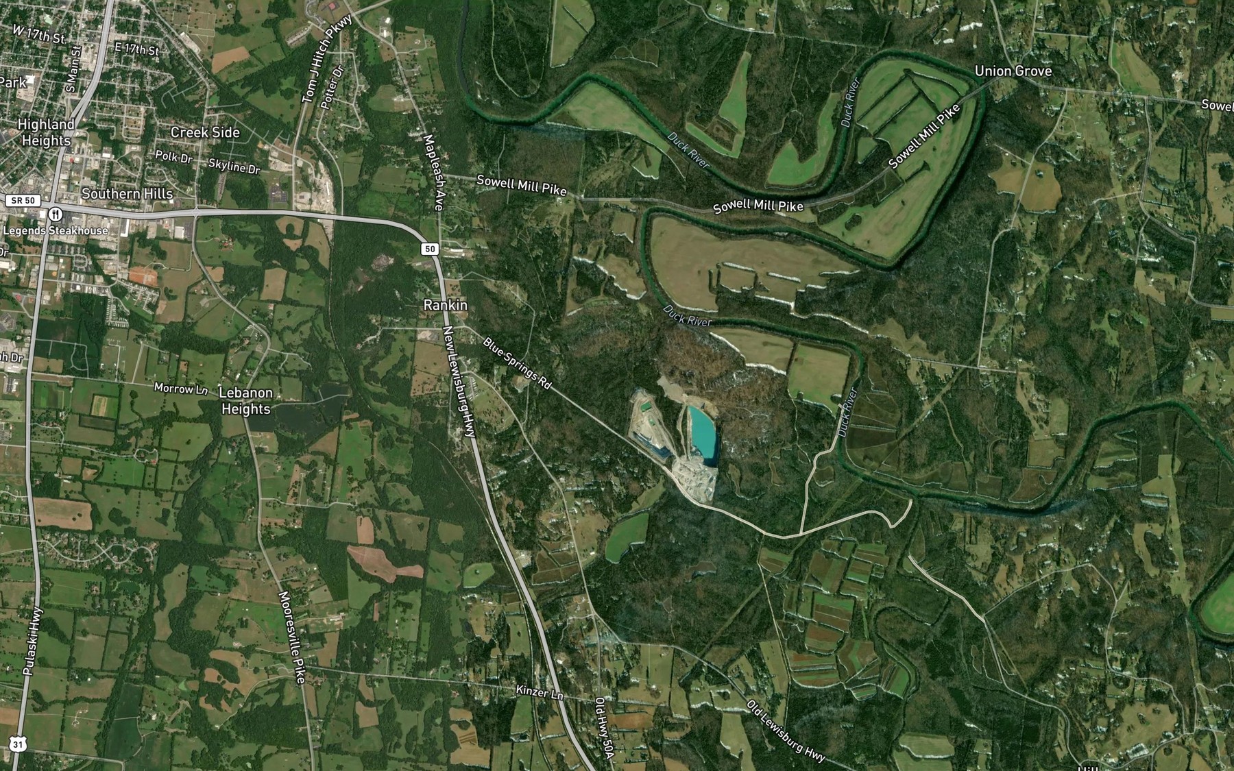 Satellite map of the Blue Spring