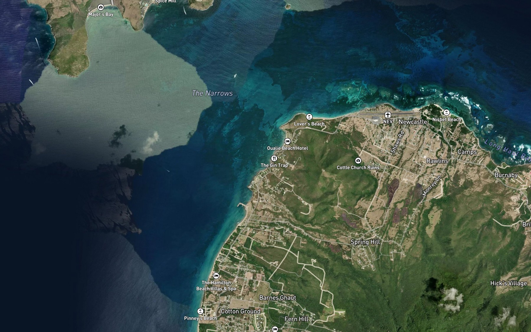 Satellite map of the Jones Bay