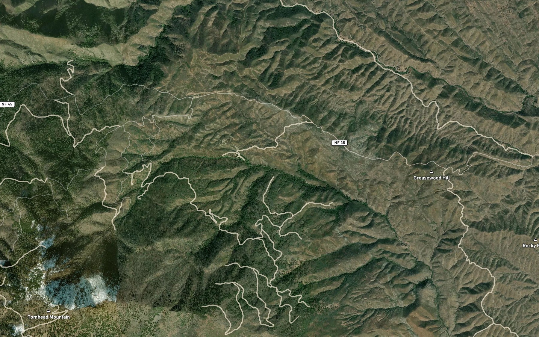 Satellite map of the Switzel-Baum Creek