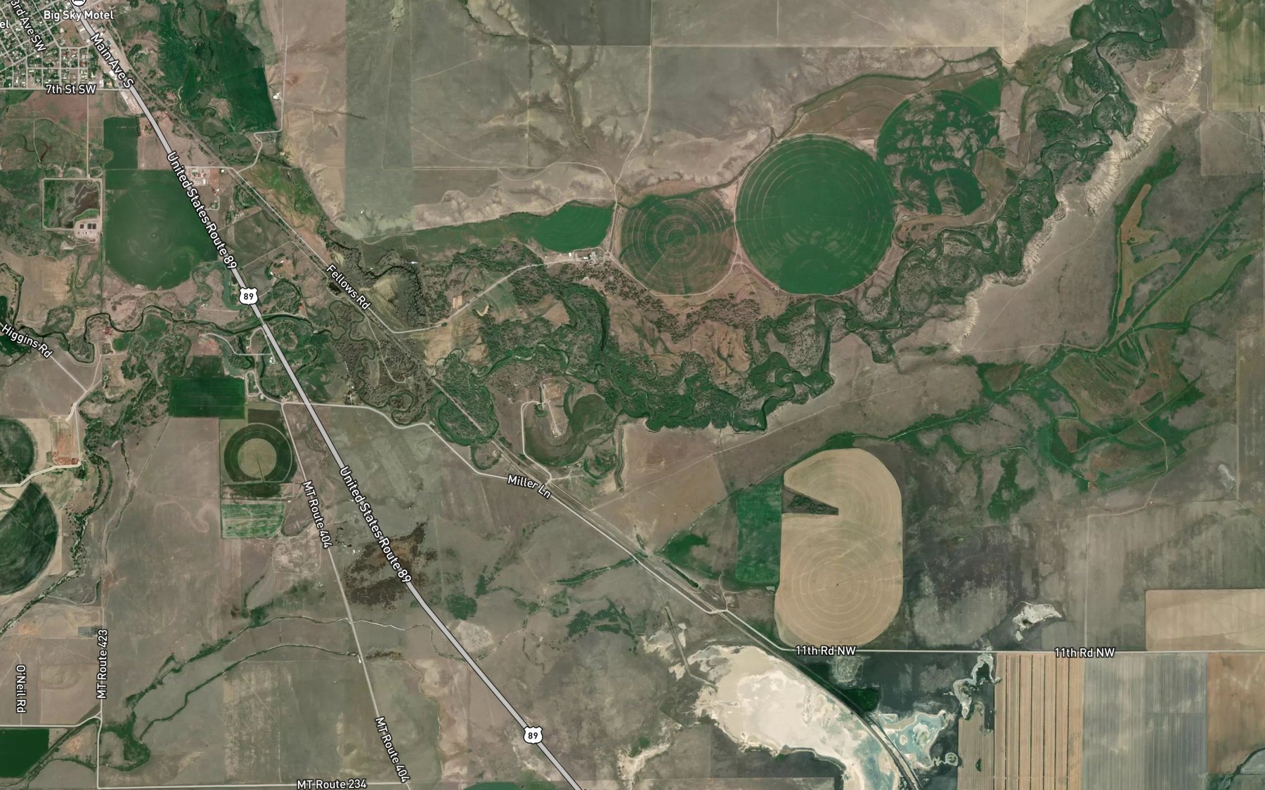 Satellite map of the Spring Creek