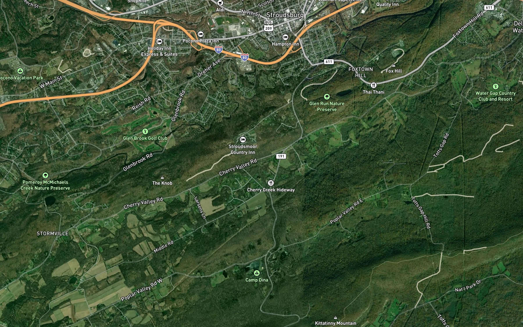 Satellite map of the Mountain Run