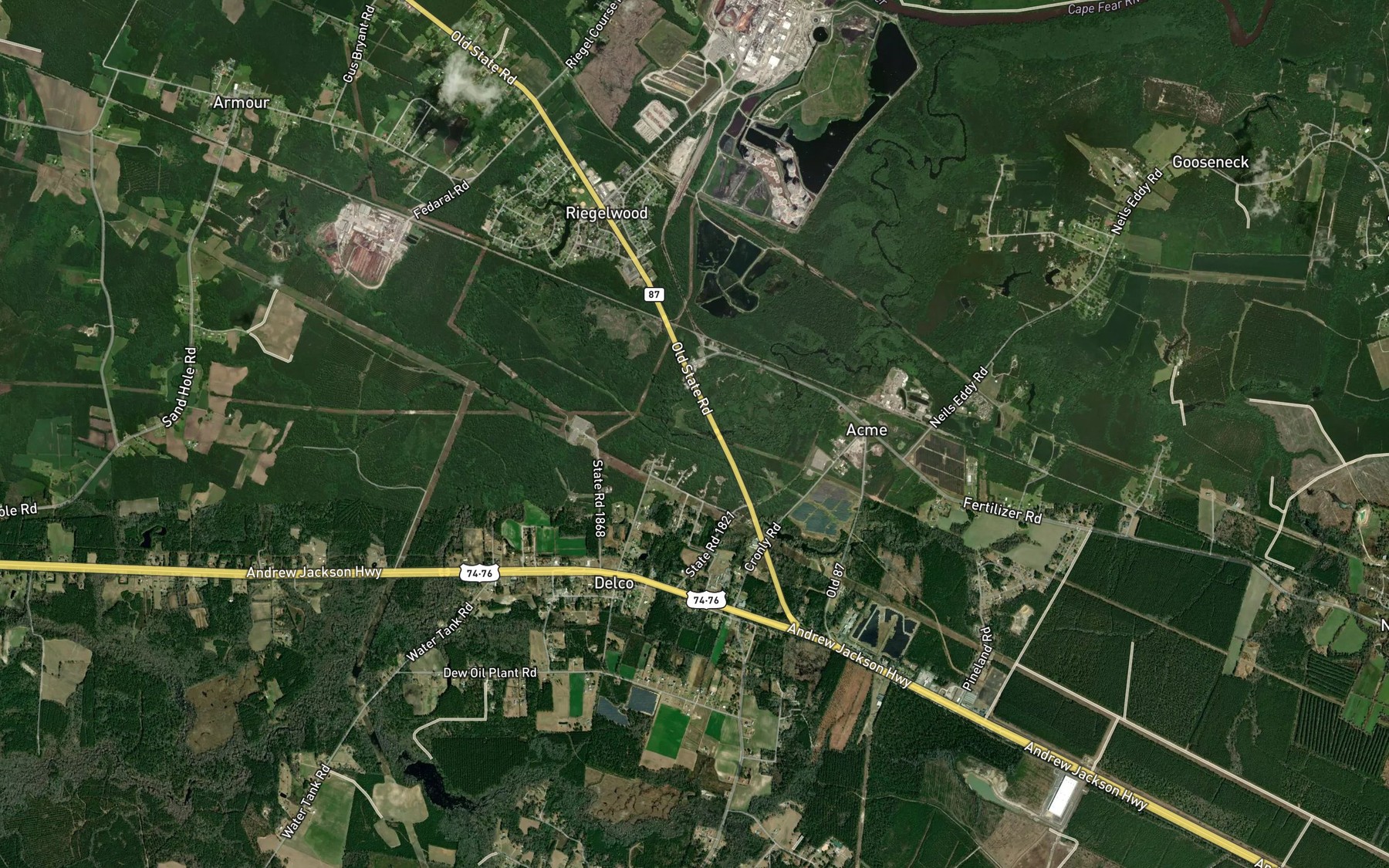 Satellite map of the Lindscomb Branch