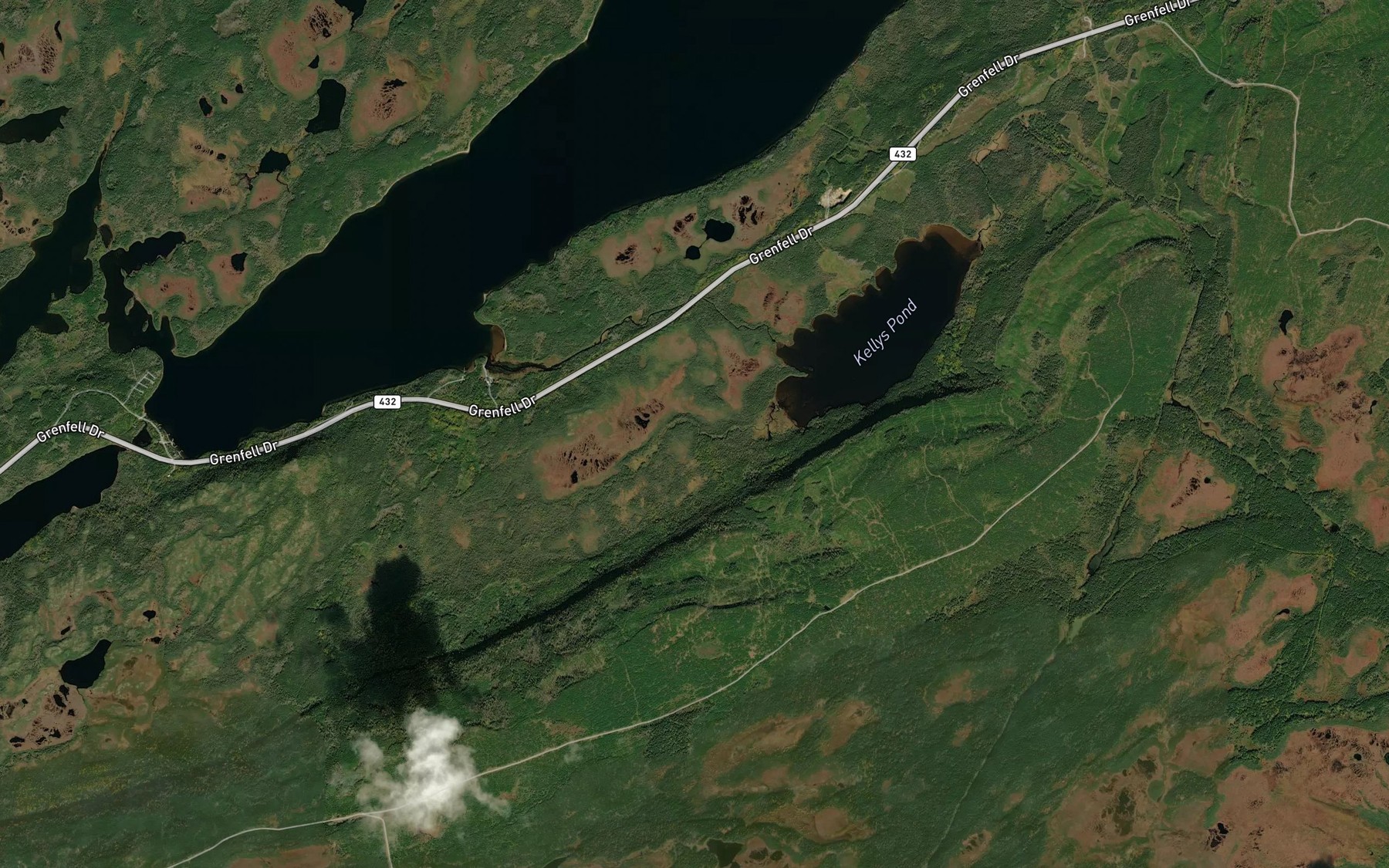 Satellite map of the Kellys Brook