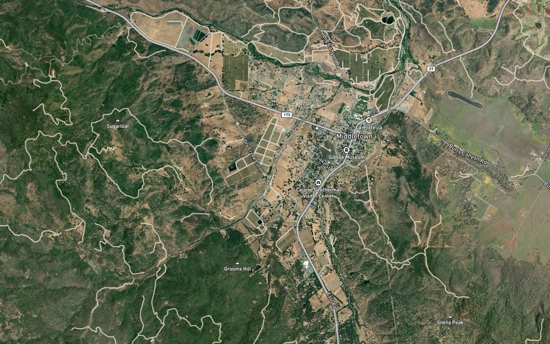 Satellite map of the Hoodoo Creek