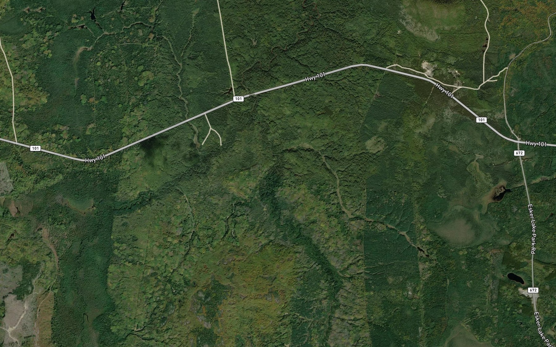 Satellite map of the Thackeray Creek
