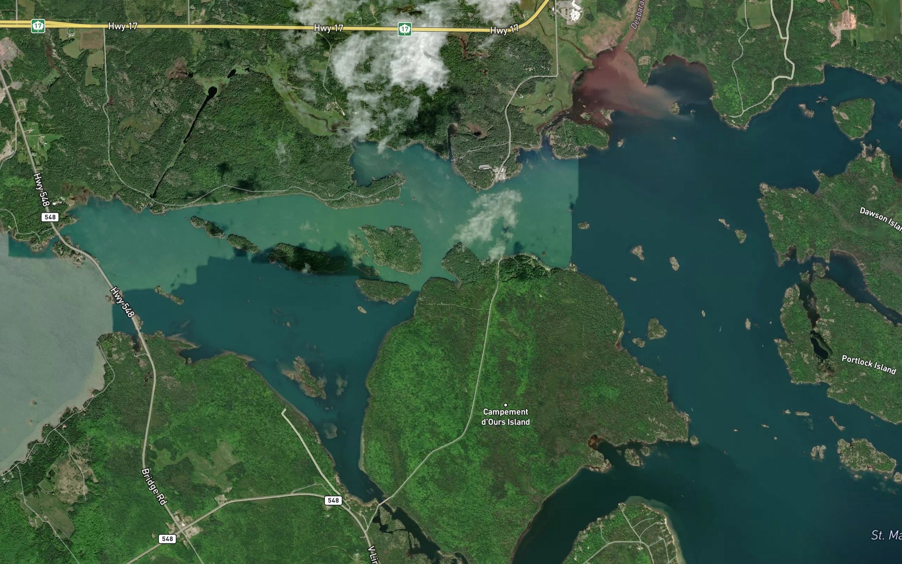 Satellite map of the Dead Boy's Bay